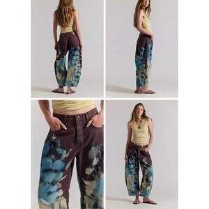 NWOT We The Free Good Luck Printed Barrel Jeans | Washed Floral | Size 24